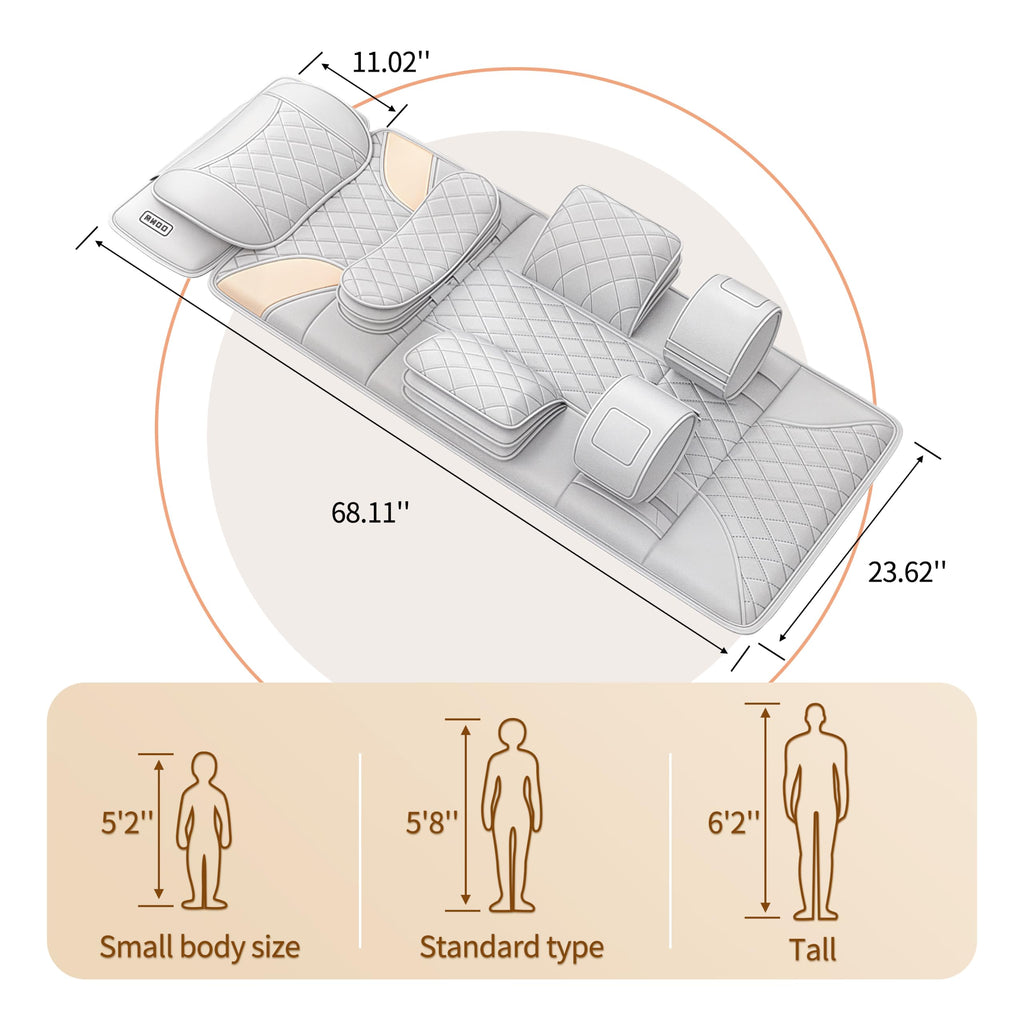 Heated Full Body Massage Mat with Movable Shiatsu Neck Massager T835190