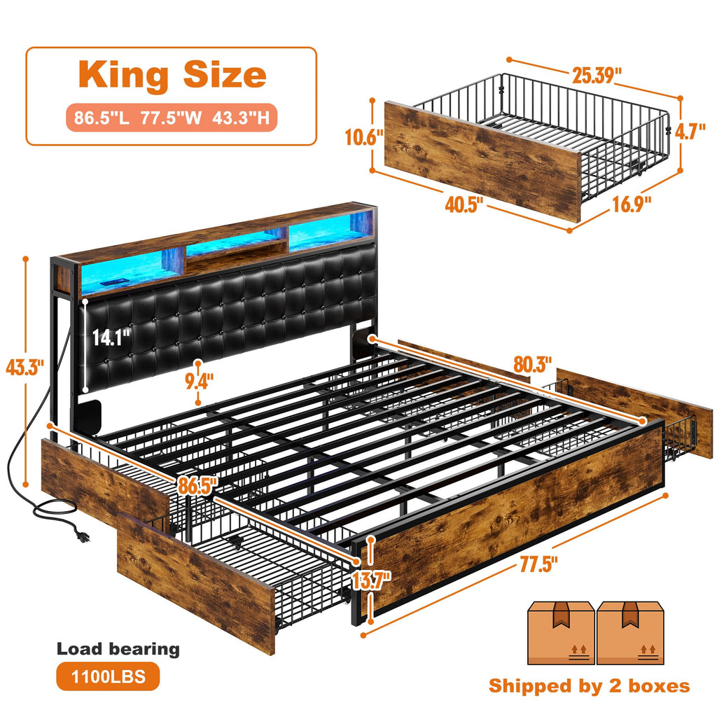 King Bed Frame with 4 Drawers R724084