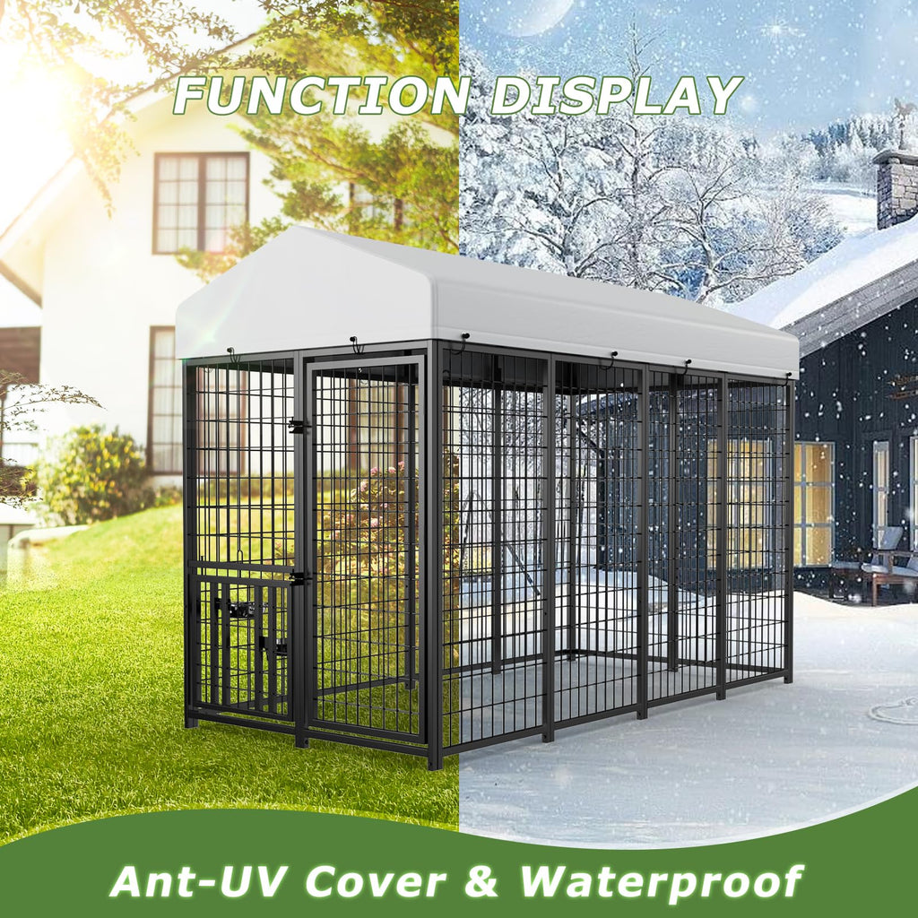 Heavy Duty Outdoor Dog Kennel with Rotating Bowls C538