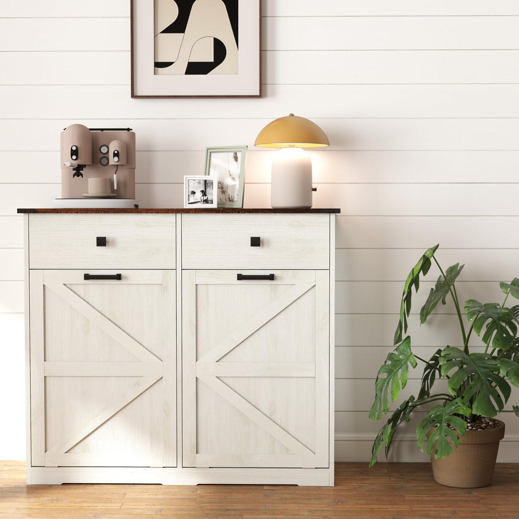Double Tilt Out Trash Cabinet, Fits 2 10 Gallon Bins, Antique White M762097