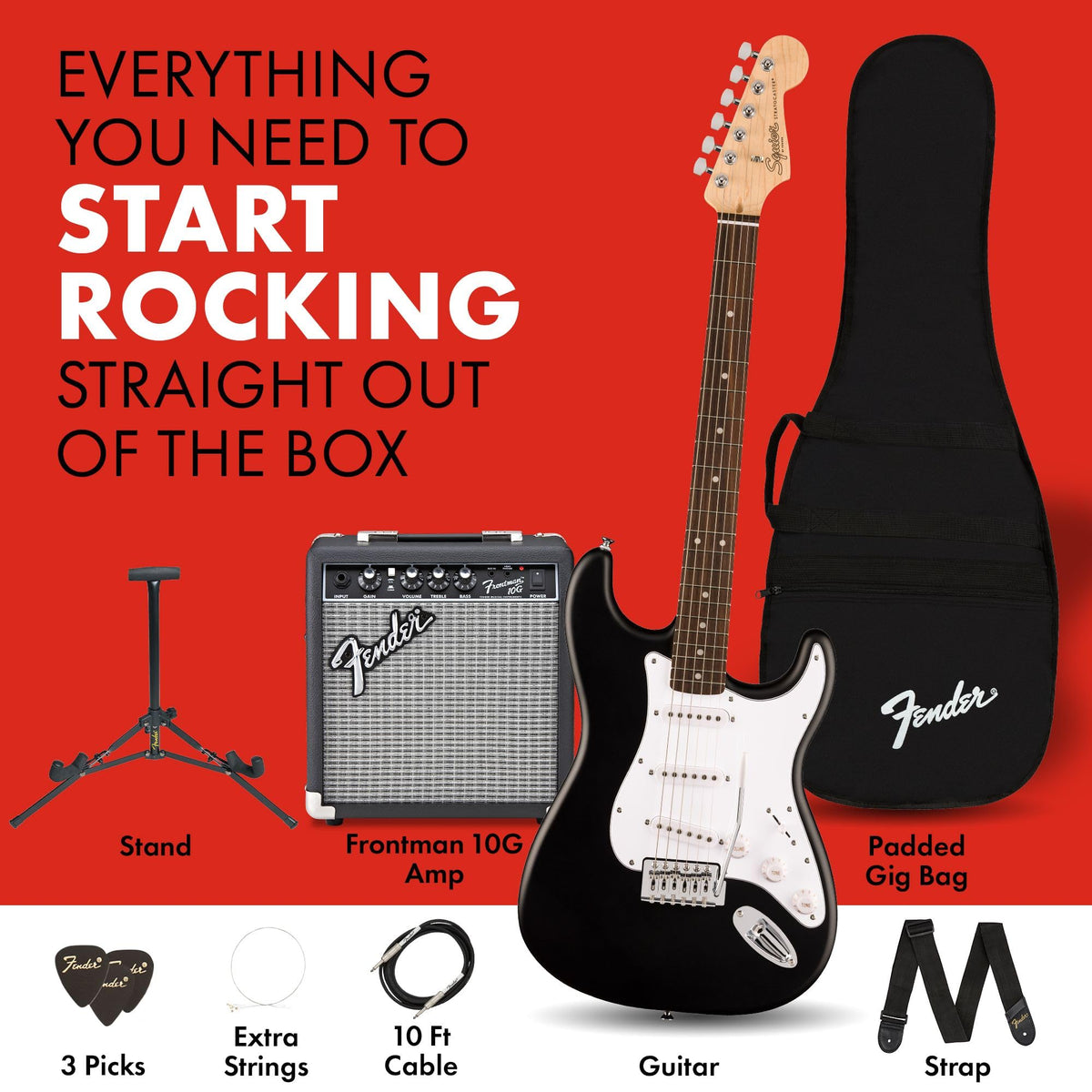 Black Electric Guitar Kit with Amp and Gig Bag Z407
