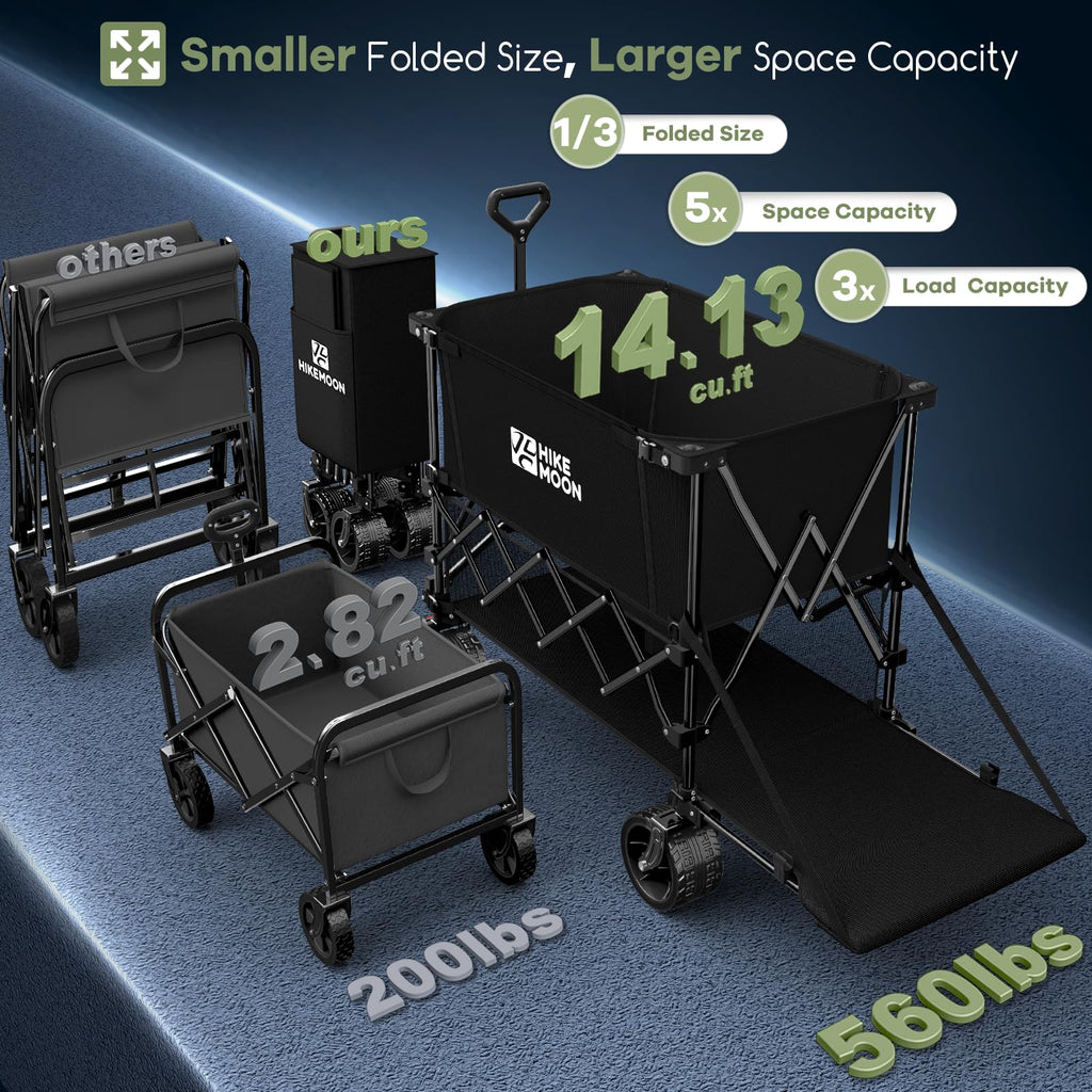 Collapsible Wagon with Extended Tailgate, Black O402939