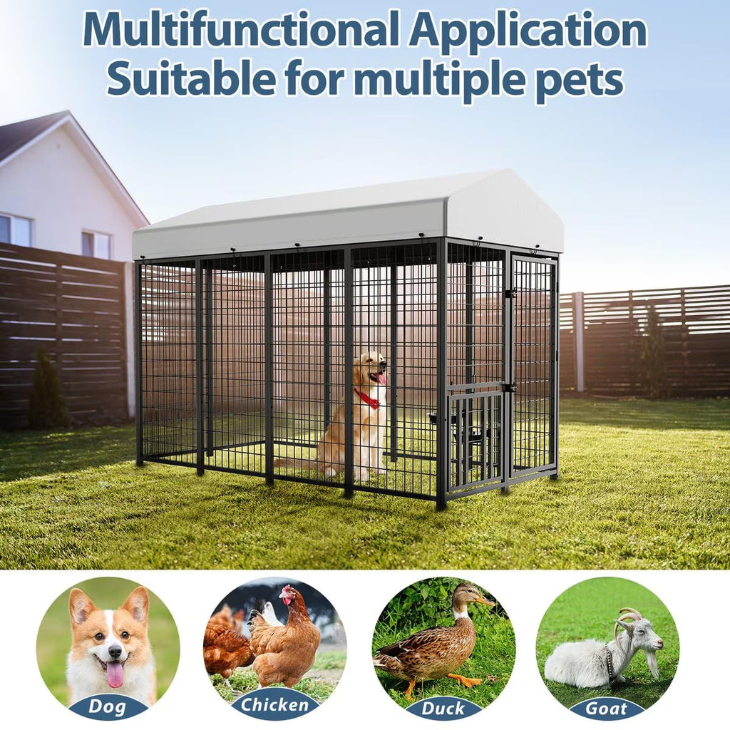 Heavy Duty Outdoor Dog Kennel with Rotating Bowls C538