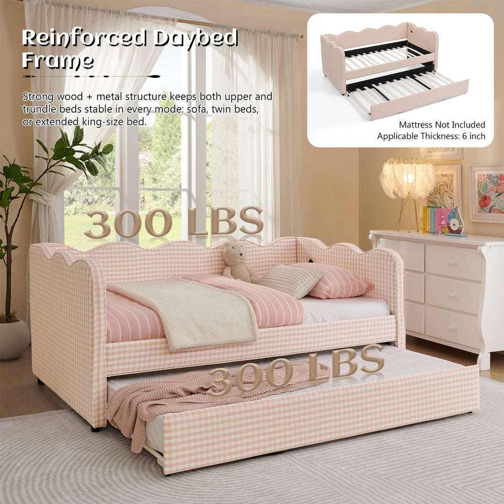 Twin to King Upholstered Daybed with Pop Up Trundle Bed L695448