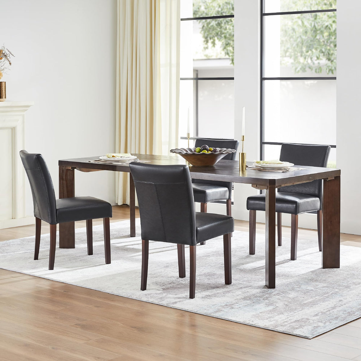 Black Faux Leather Upholstered Dining Chairs Set of 4 M438