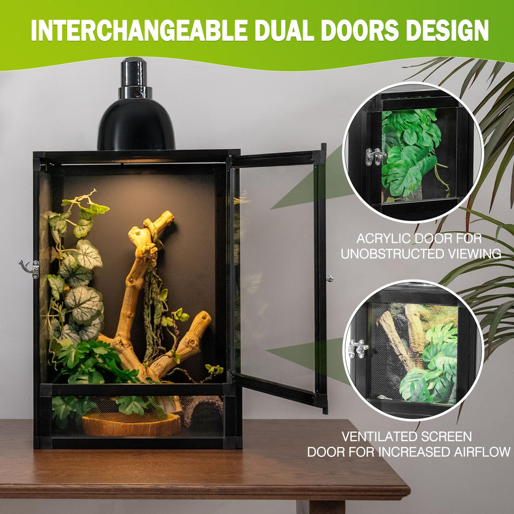 12"x12"x18" PVC Reptile Terrarium with Screen & Acrylic Doors D225