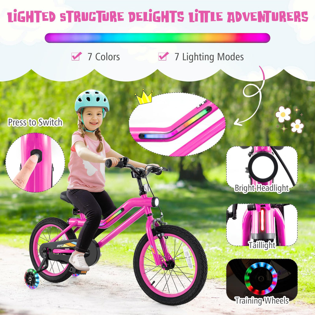 16 18 Inch Lighted Kids Bike with Training Wheels U9290