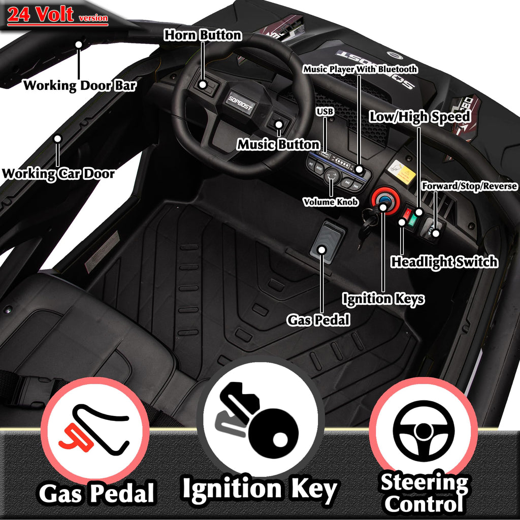 Black 2-Seater 4WD Ride On Car Z22582