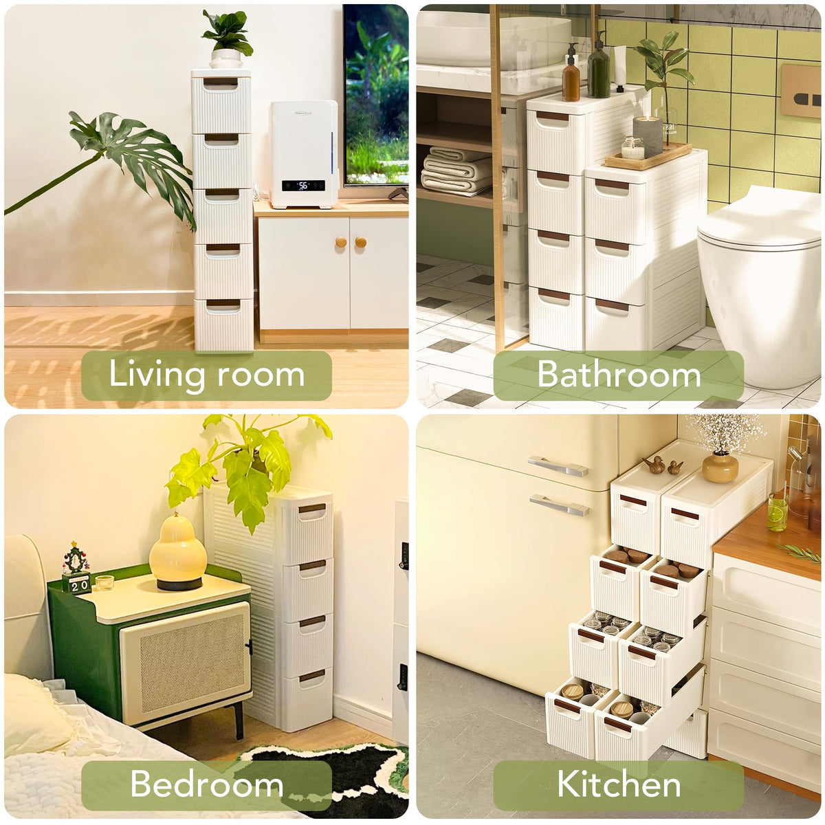 White 3 Drawers Narrow Plastic Bathroom Storage Cabinet Z1540