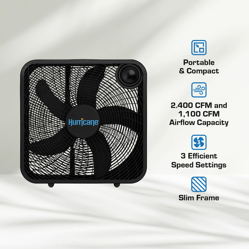 Black 3 Speed 20in Floor Box Fan S783920