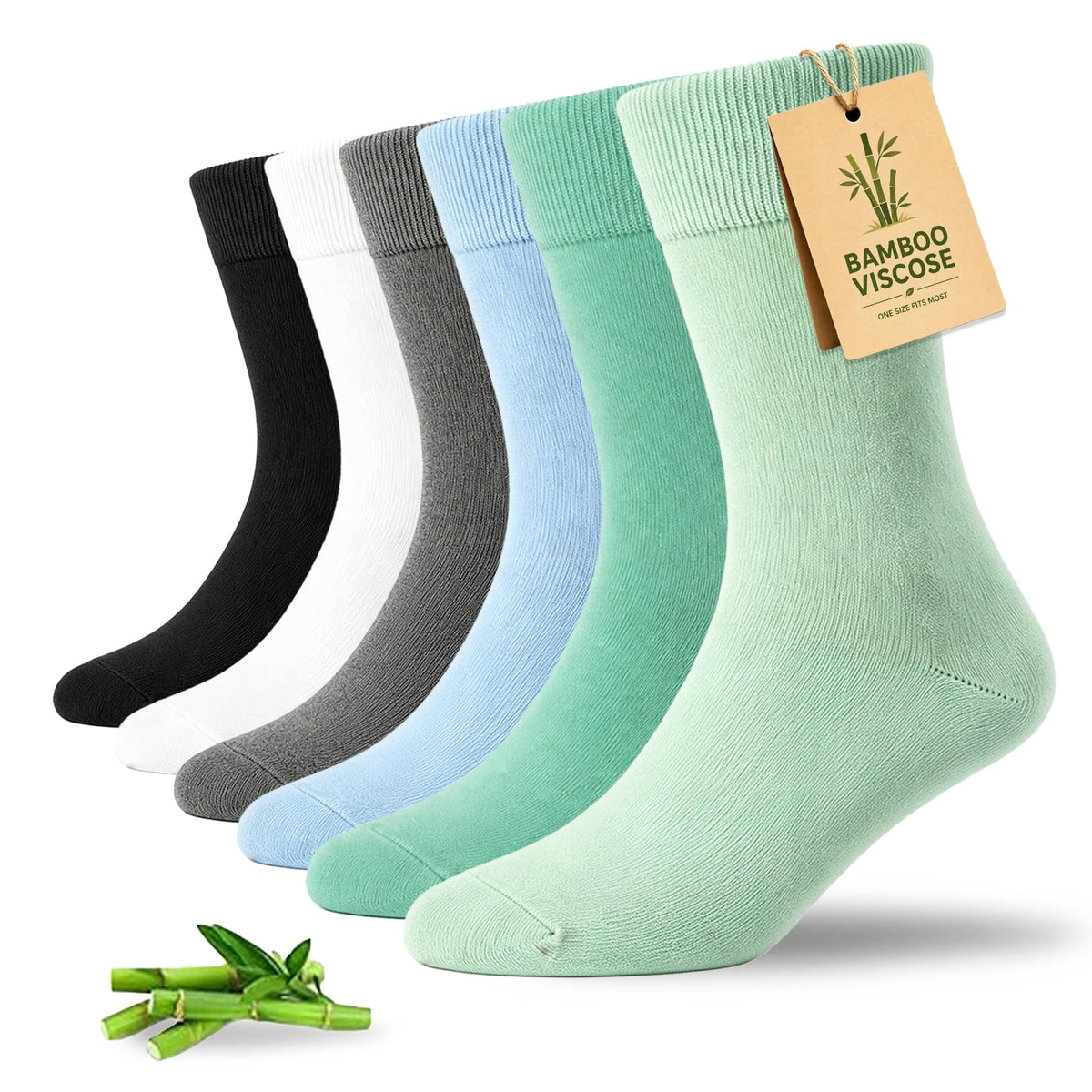 Women's 6 Pairs Bamboo Viscose Crew Socks U713
