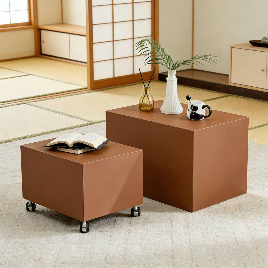 Brown MDF Leather Accent Table X68468