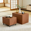 Brown MDF Leather Accent Table X68468
