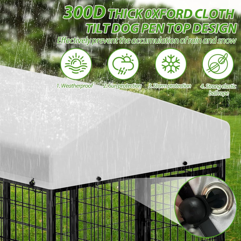 Heavy Duty Outdoor Dog Kennel with Rotating Bowls C538