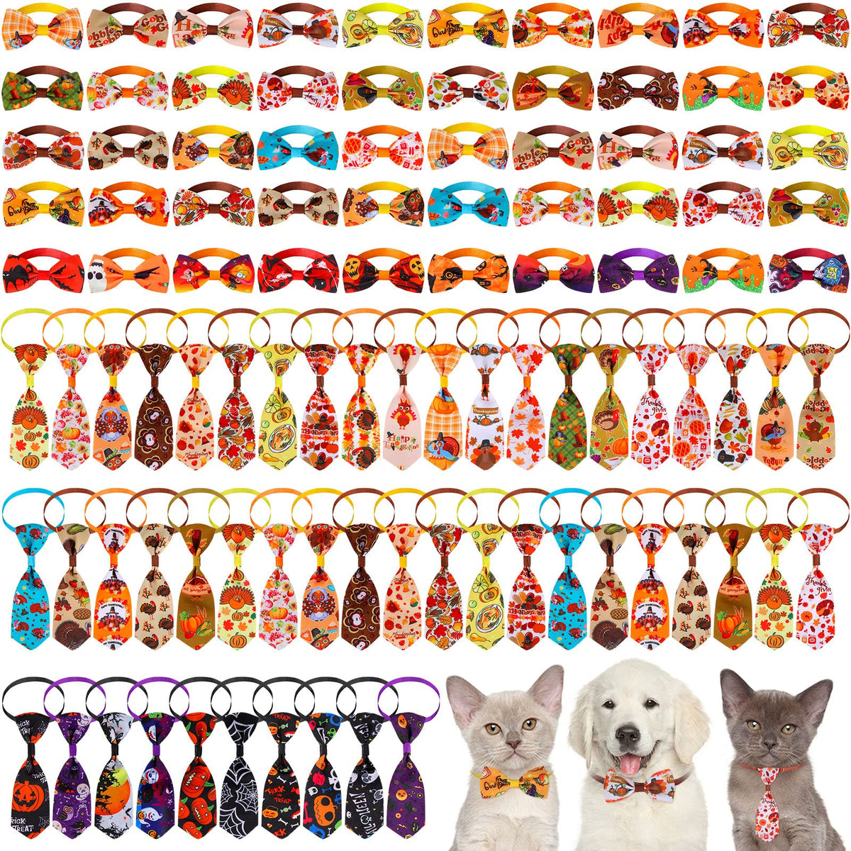 100 Pack Dog Bow Tie Collar Set O5215