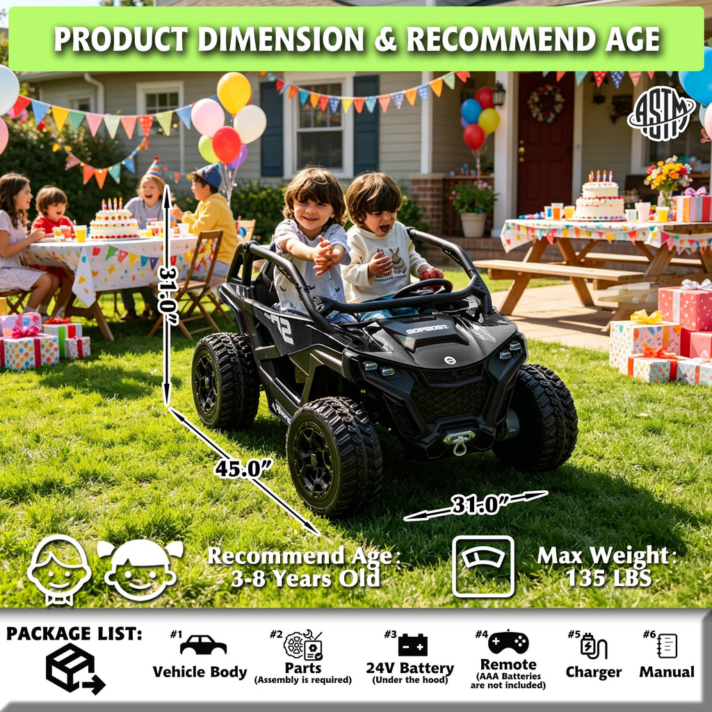 Black 2-Seater 4WD Ride On Car Z22582