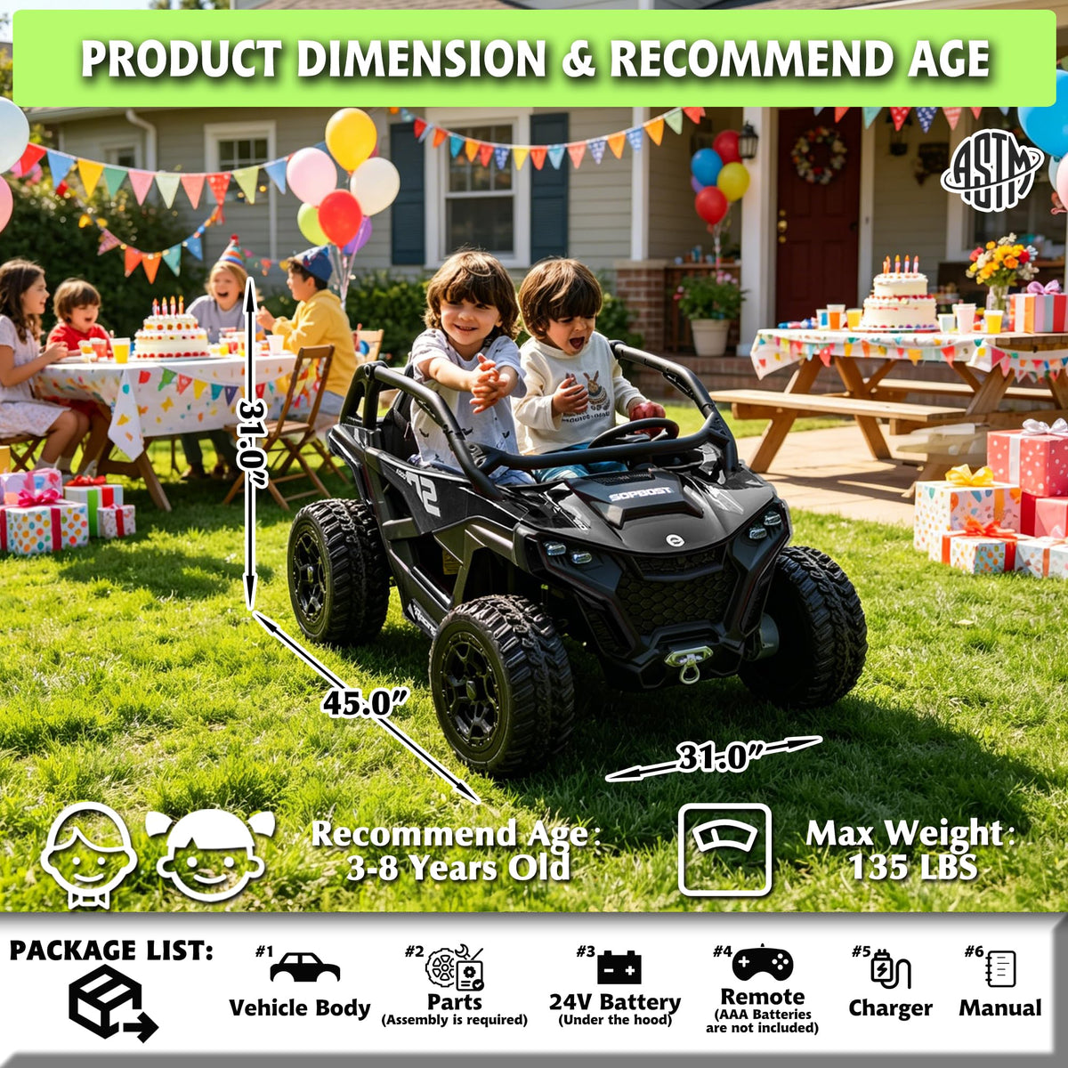 Black 2-Seater 4WD Ride On Car Z22582