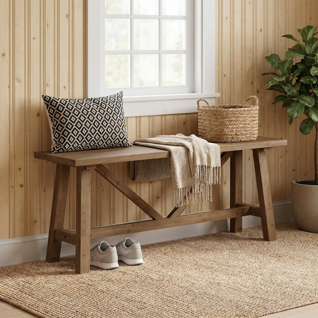 43" Solid Wood Bench V696