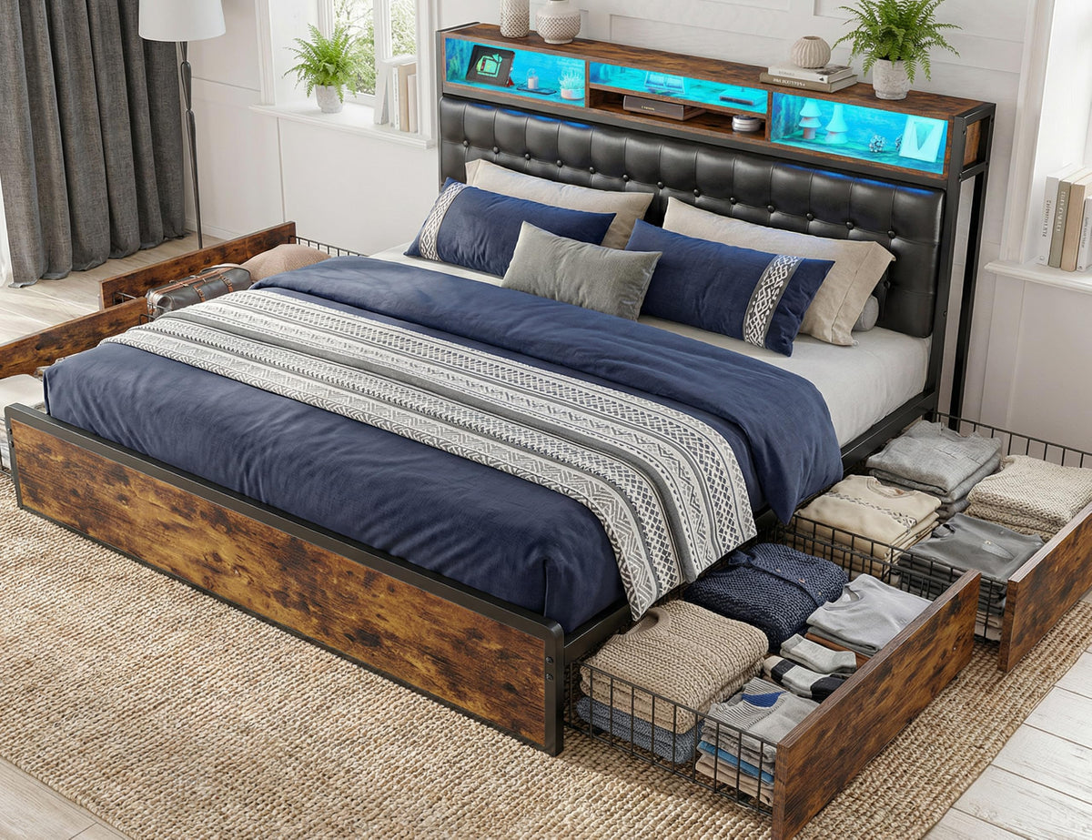 King Bed Frame with 4 Drawers R724084