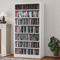 White 7-Tier Metal DVD Storage Cabinet with Adjustable Shelves P389